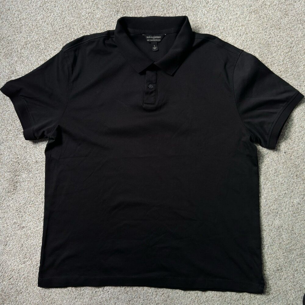 Banana Republic Men's Luxe Touch Performance Polo Shirt, Black, Large
